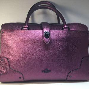 Coach Mercer Satchel 24 in Metallic Mauve Leather